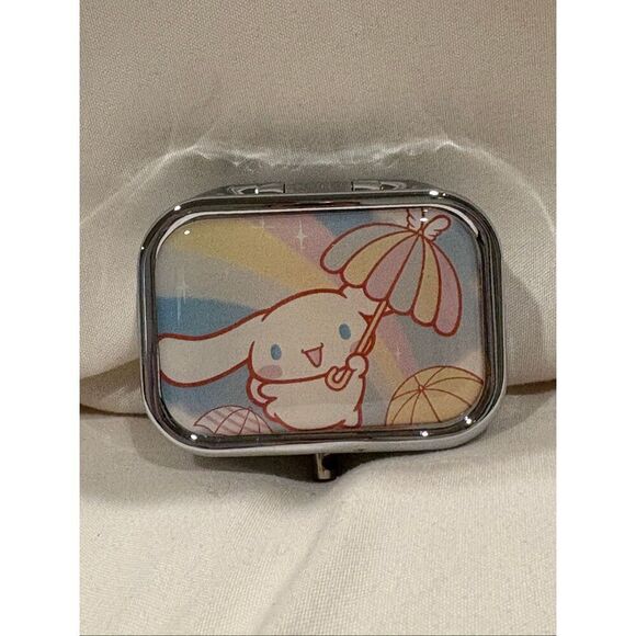 Cinnamoroll Rainbow Umbrella Travel Pill Box 2 Compartment Meds Pill Case NEW - Picture 1 of 8